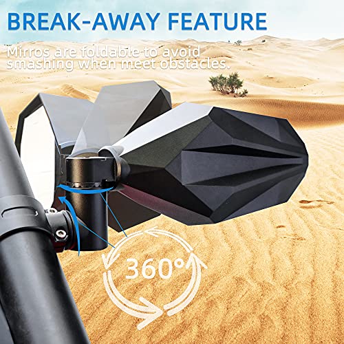 RERPRO UTV Side Rear View Mirrors 1.75"-2" Roll Bar RZR Rearview Side Mirrors for Polaris Rangers RZR PRO XP 1000 800 900 Can Am, Kawasaki Teryx Yamaha Rhino Adjustable All Aluminium 1 Pairs - Image 2