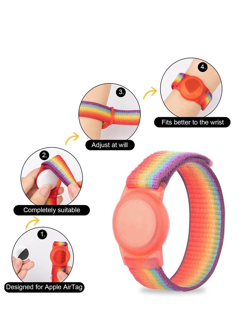Generic - Kids Wrist Strap for Apple Airtag Adjustable Anti-Loss Strap Rainbow Strap Kids Anti-Loss Breathable Nylon Strap (Rainbow Color) - Image 1