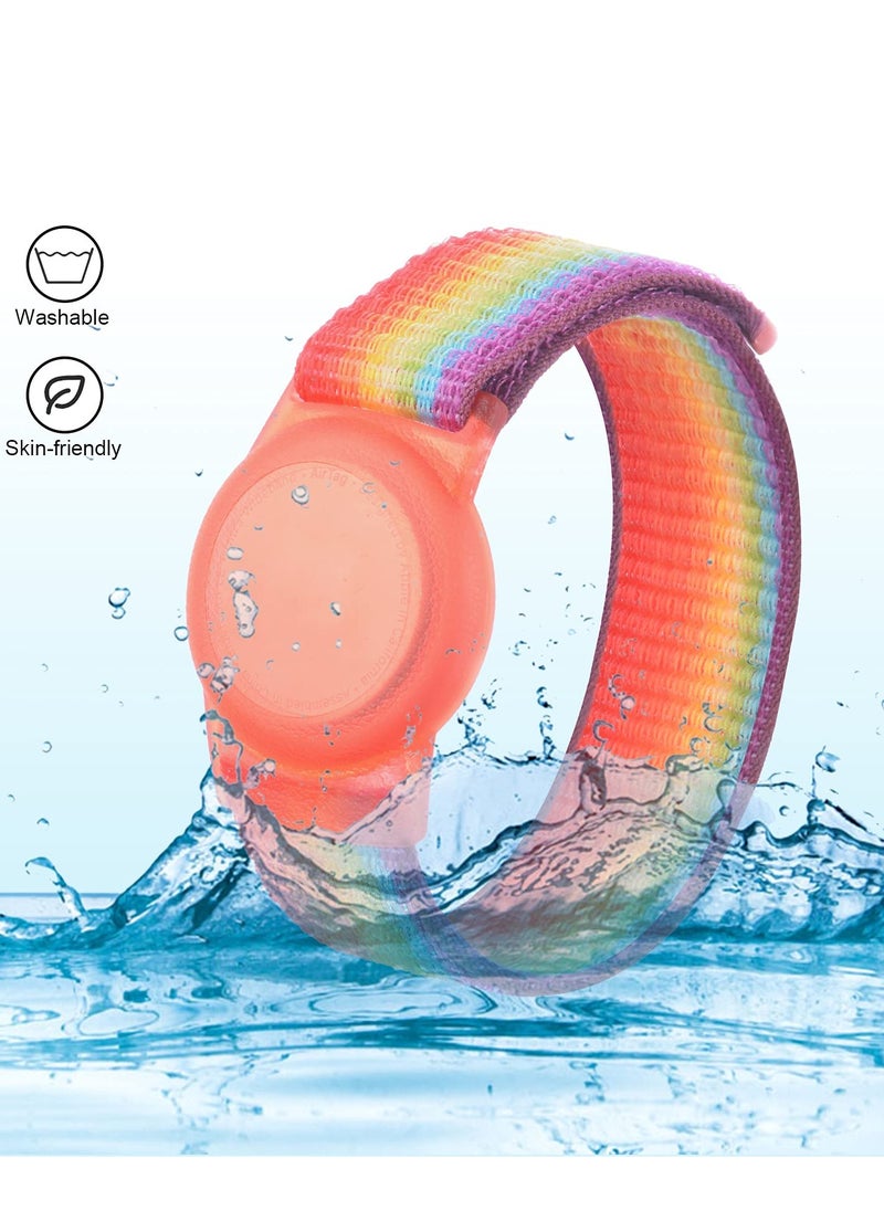Generic - Kids Wrist Strap for Apple Airtag Adjustable Anti-Loss Strap Rainbow Strap Kids Anti-Loss Breathable Nylon Strap (Rainbow Color) - Image 1