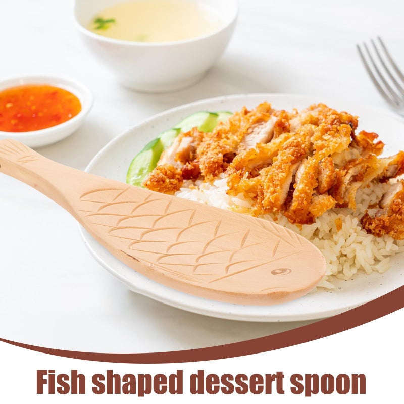 Large Wooden Rice Spoon Fish Shaped Nonstick Kitchen Utensil For Cooking And Rice Cooker - Image 4