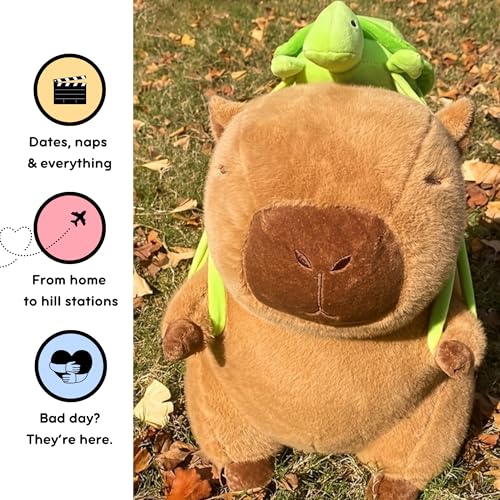 Fusked Flufies Plush Toys - Snuggly and Aesthetic Stuff Plush Toys and Baby Toys - Soft Toys for Baby Girl and Baby Boy - Soft Toys for Girlfriend Gift (Capybara with Turtle Bag) - Image 3