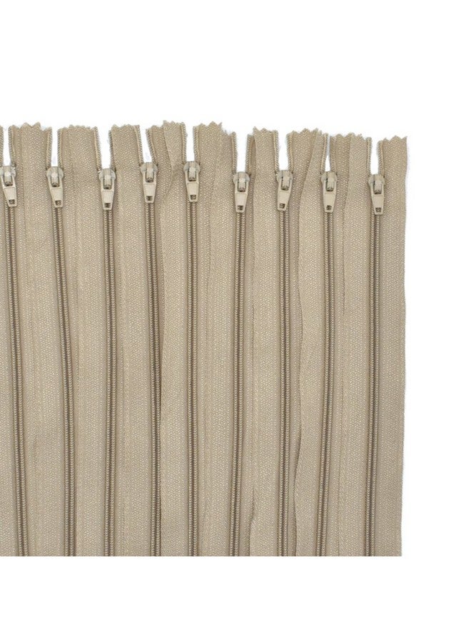 Renashed 100Pcs 9Inch Nylon Coil Zippers Bulk for Tailor Sewer Sewing Crafts Crafter's Specia (Deep Beige) - Image 2