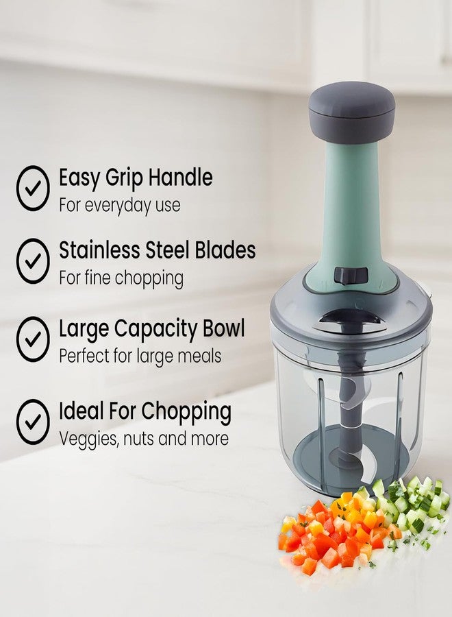 Anjali Food Chopper, Deluxe Large Handheld Vegetable Chopper for Onion, Garlic, Nuts & More | Manual Push Cutter with Stainless Steel Blades | Dishwasher-Safe - Image 5