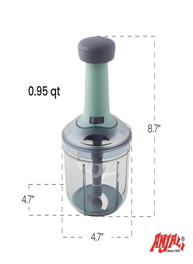 Anjali Food Chopper, Deluxe Large Handheld Vegetable Chopper for Onion, Garlic, Nuts & More | Manual Push Cutter with Stainless Steel Blades | Dishwasher-Safe - Image 4