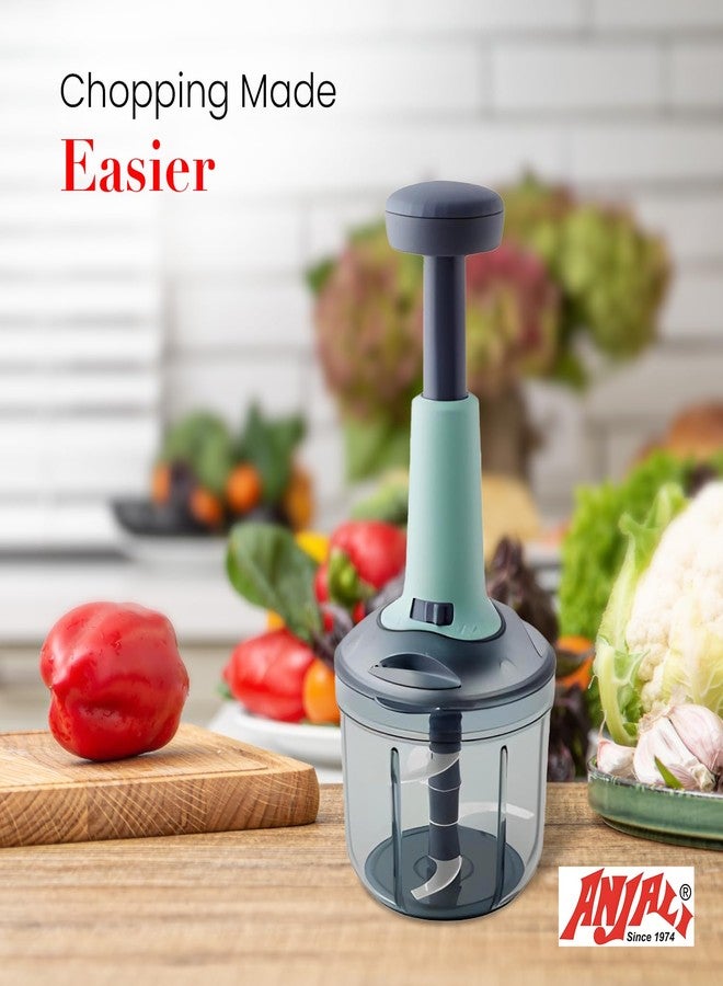 Anjali Food Chopper, Deluxe Large Handheld Vegetable Chopper for Onion, Garlic, Nuts & More | Manual Push Cutter with Stainless Steel Blades | Dishwasher-Safe - Image 2