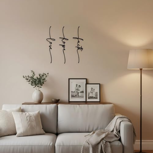 AIM & GGKK Faith Hope Love Metal Wall Decor – 3 Pieces Modern Minimalist Wire Wall Art, Inspirational Metal Letter Sign Decor for Living Room, Bedroom, Bathroom, or Office - Image 5