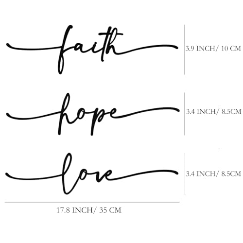 AIM & GGKK Faith Hope Love Metal Wall Decor – 3 Pieces Modern Minimalist Wire Wall Art, Inspirational Metal Letter Sign Decor for Living Room, Bedroom, Bathroom, or Office - Image 2