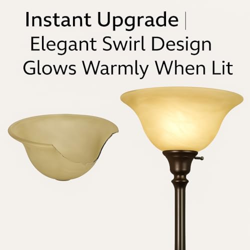 LIGHTACCENTS Alabaster Amber Glass Lamp Shade – Replacement Shade for Floor Lamps with E26 Medium Base Socket – Torchiere Lamp Glass – Amber Swirl Light Shade - Image 5