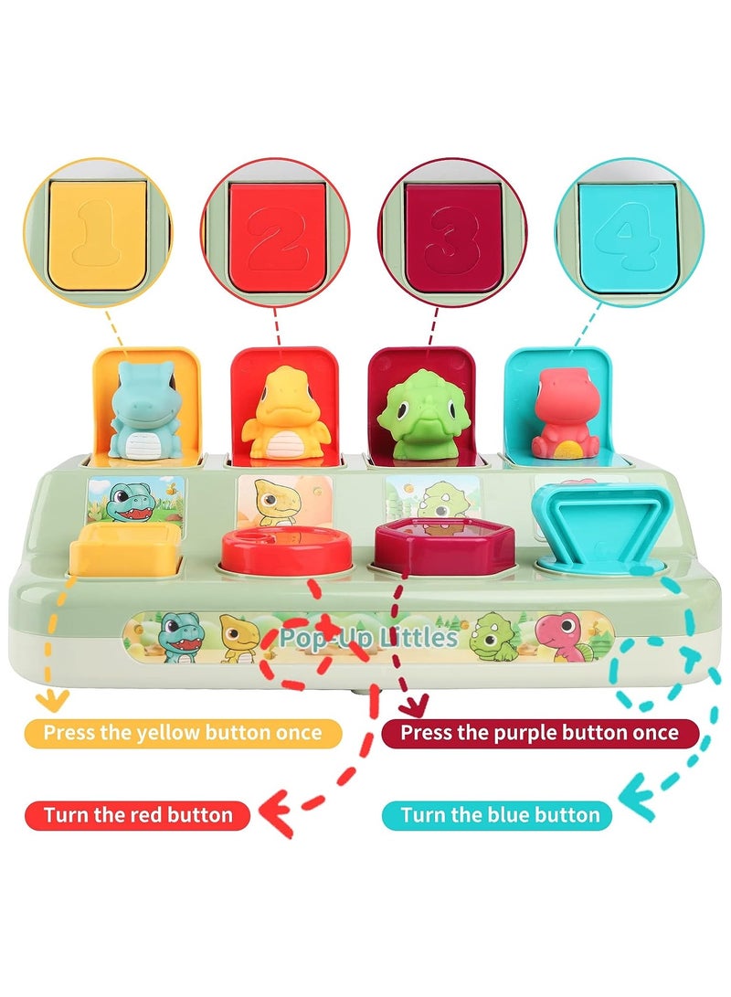SOLARAE Interactive Dinosaur Pop Up Toy for Baby, Learning Toy for Sorting Colors and Animals, Early Learning and Brain Development Educational Plaything for Boys and Girls 18+ Months - Image 2
