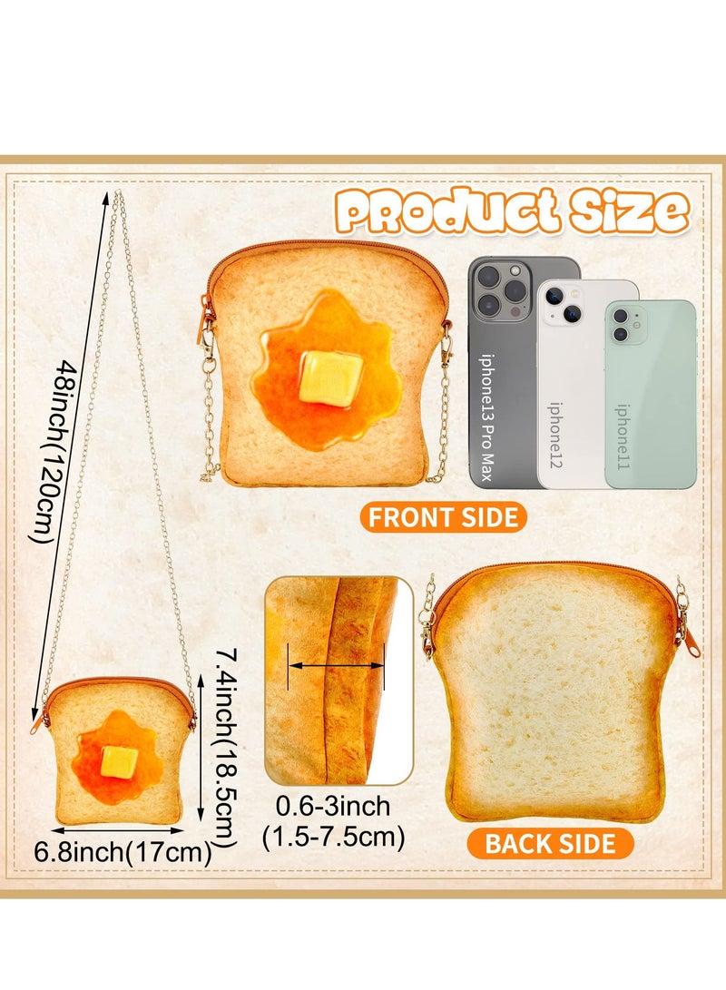SYOSI SYOSI Butter Toast Shoulder Bag, Cute Cross Body Bag Novelty Handbag Cute Plush Food Crossbody Bag Wool Fabric  - Image 2