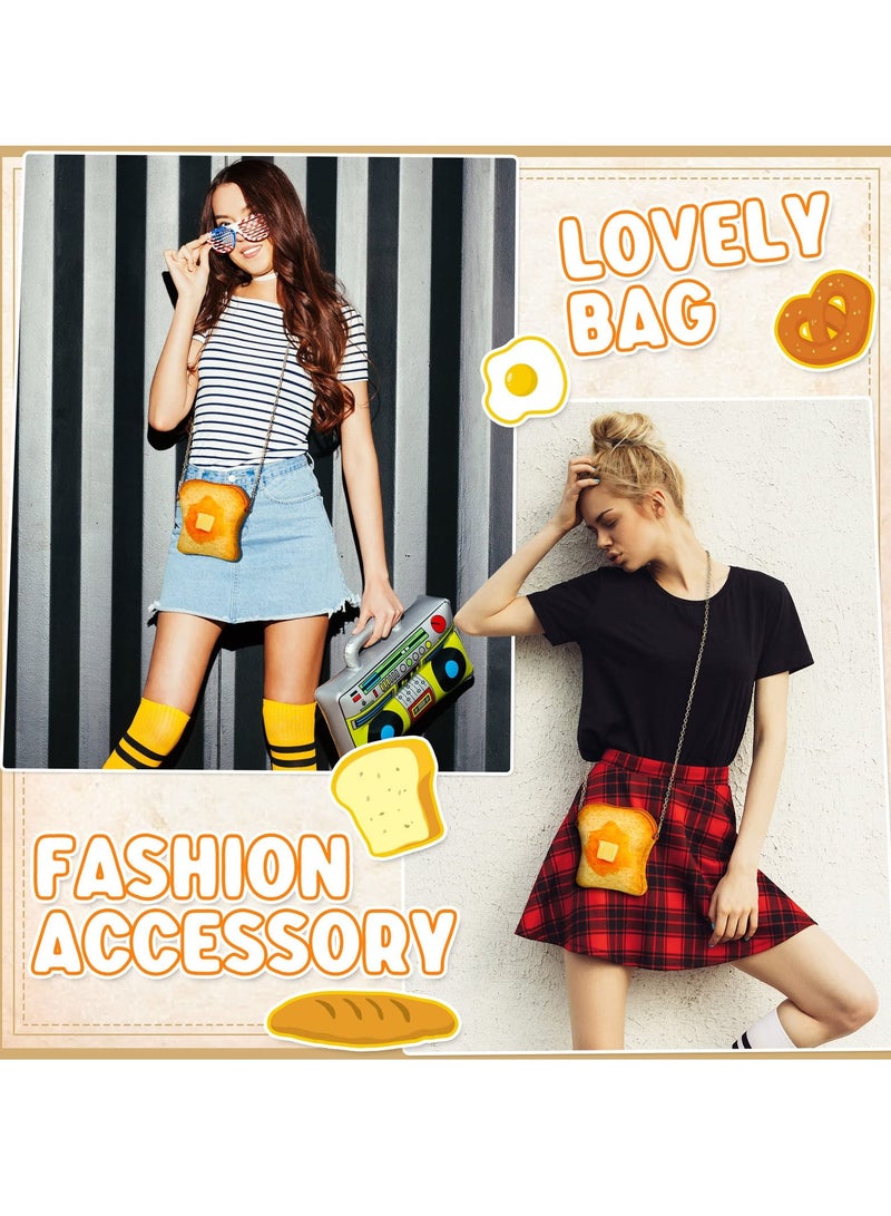 SYOSI SYOSI Butter Toast Shoulder Bag, Cute Cross Body Bag Novelty Handbag Cute Plush Food Crossbody Bag Wool Fabric  - Image 3
