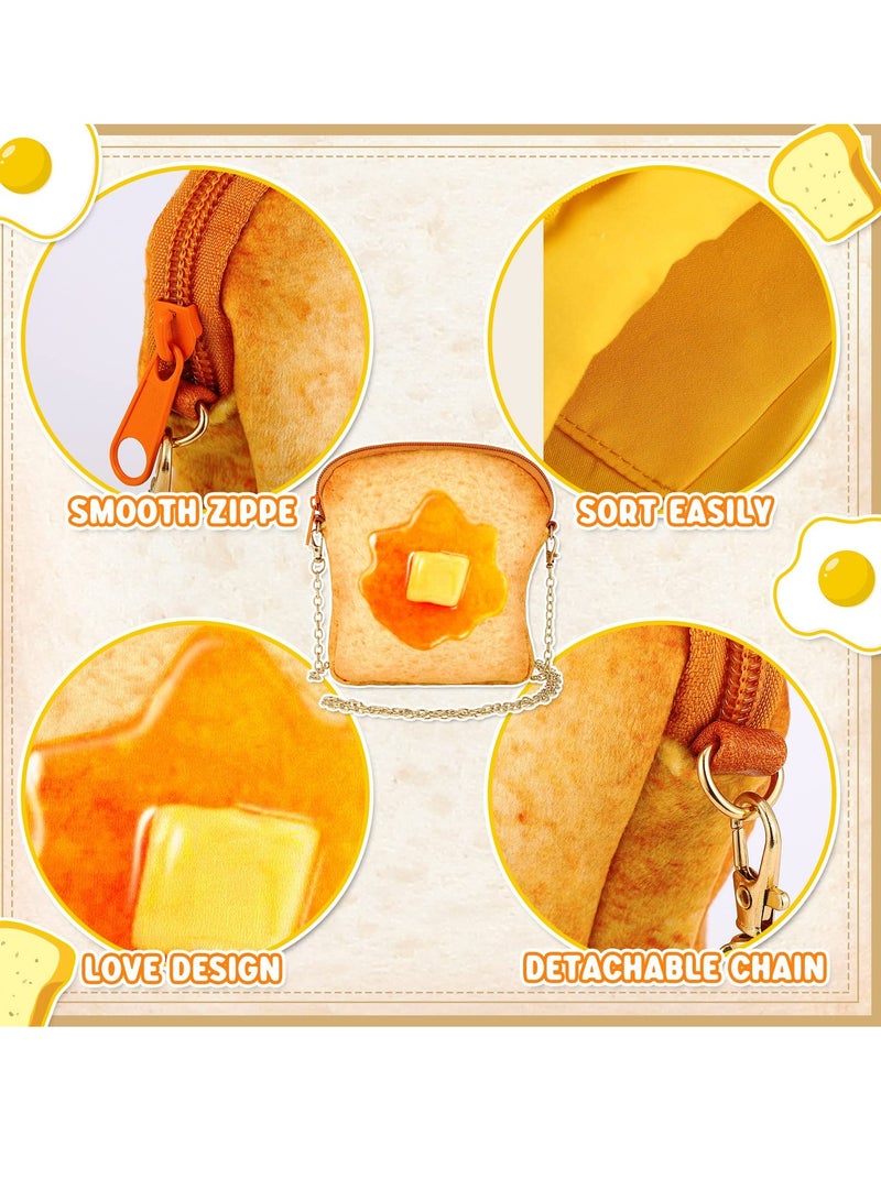 SYOSI SYOSI Butter Toast Shoulder Bag, Cute Cross Body Bag Novelty Handbag Cute Plush Food Crossbody Bag Wool Fabric  - Image 5