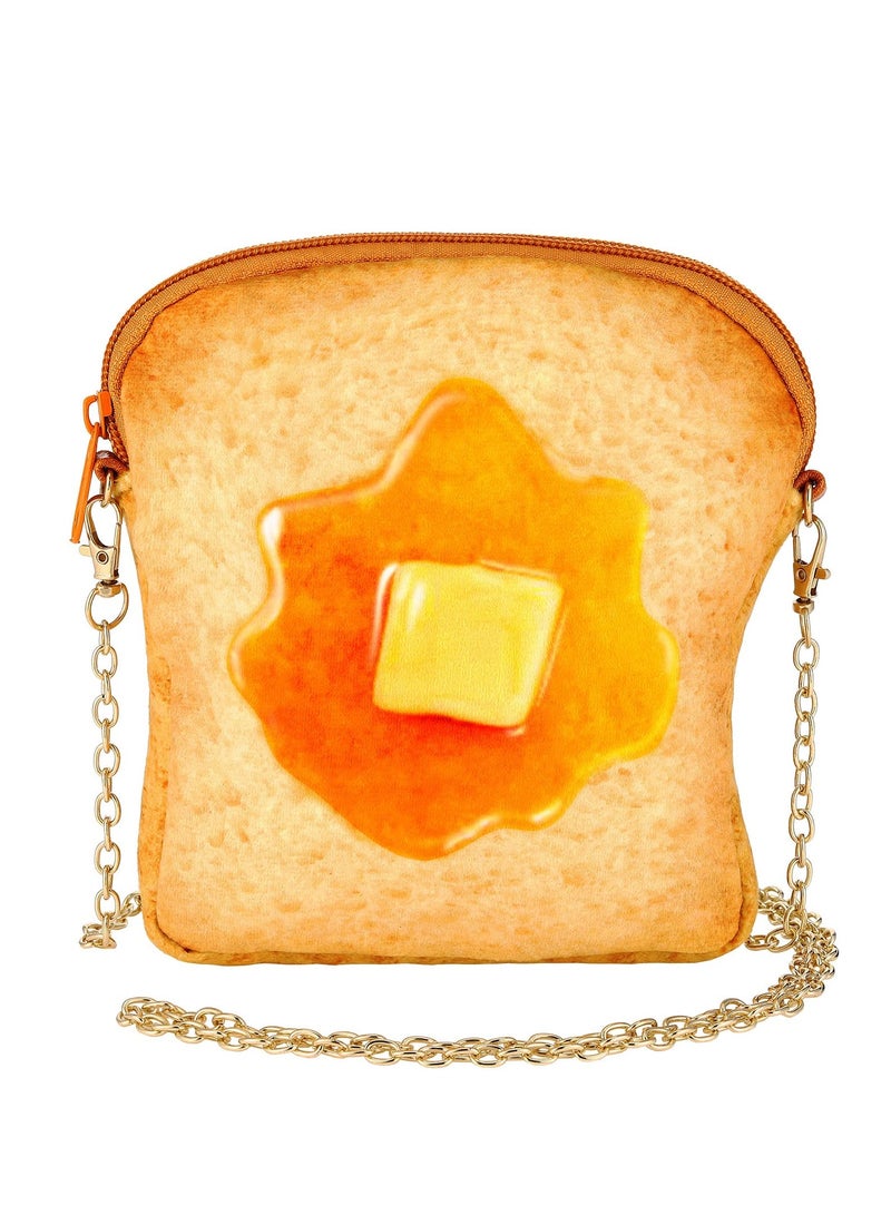 SYOSI SYOSI Butter Toast Shoulder Bag, Cute Cross Body Bag Novelty Handbag Cute Plush Food Crossbody Bag Wool Fabric  - Image 1