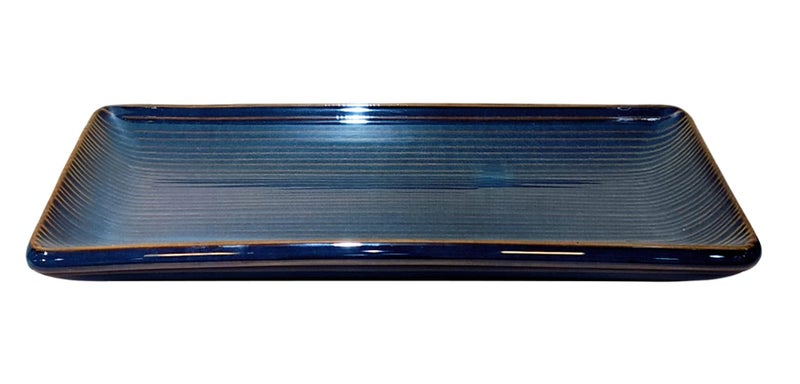 Lemon Tree Rectangle Shape Ceramic Stoneware Serving Tray Platter for Serving Snack (Blue) - Image 1