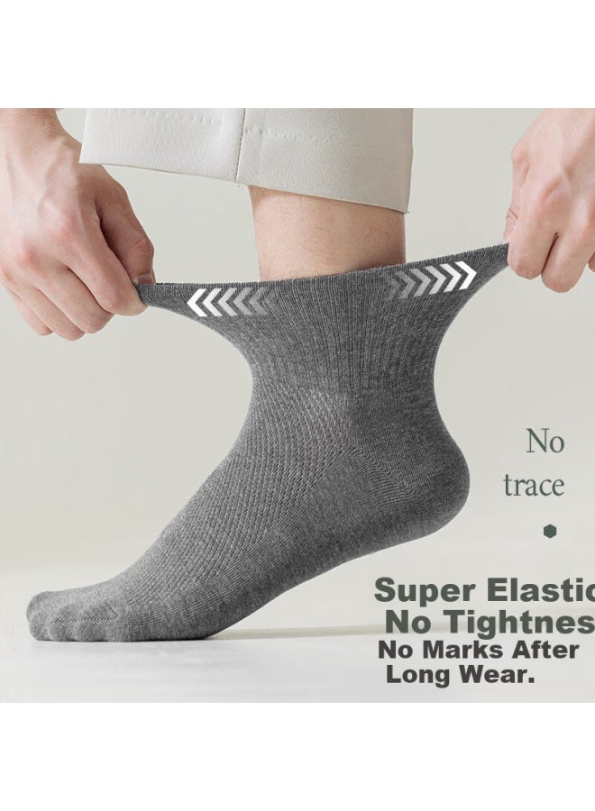 Yimian Men's Short Socks Summer Thin Mesh Breathable Xinjiang Cotton 10a Antibacterial Odor-resistant Solid Color Low-cut Socks 10 Pairs - Image 2