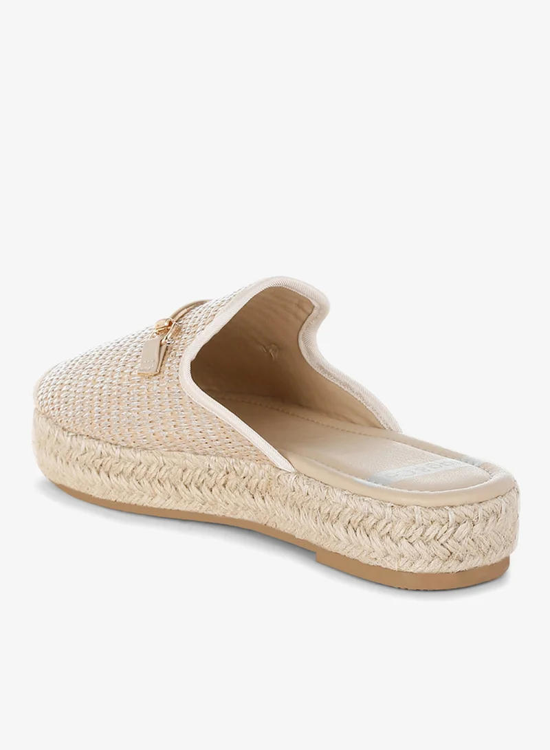 London Rag beige Horsebit Embellished Raffia Mules for Women | Best Price UAE