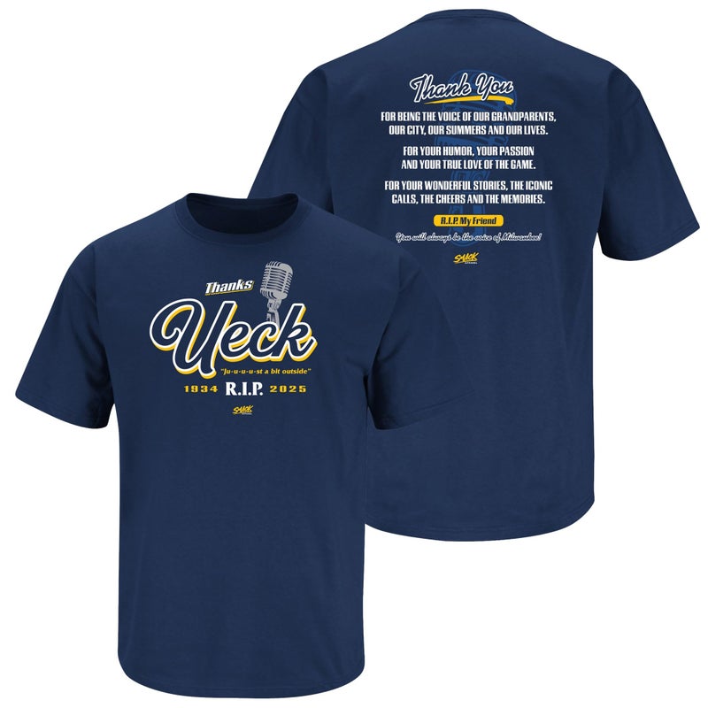 Smack Apparel Thanks Ueck TShirt for Milwaukee Baseball Fans SM5XL Navy Short Sleeve Large - Image 2