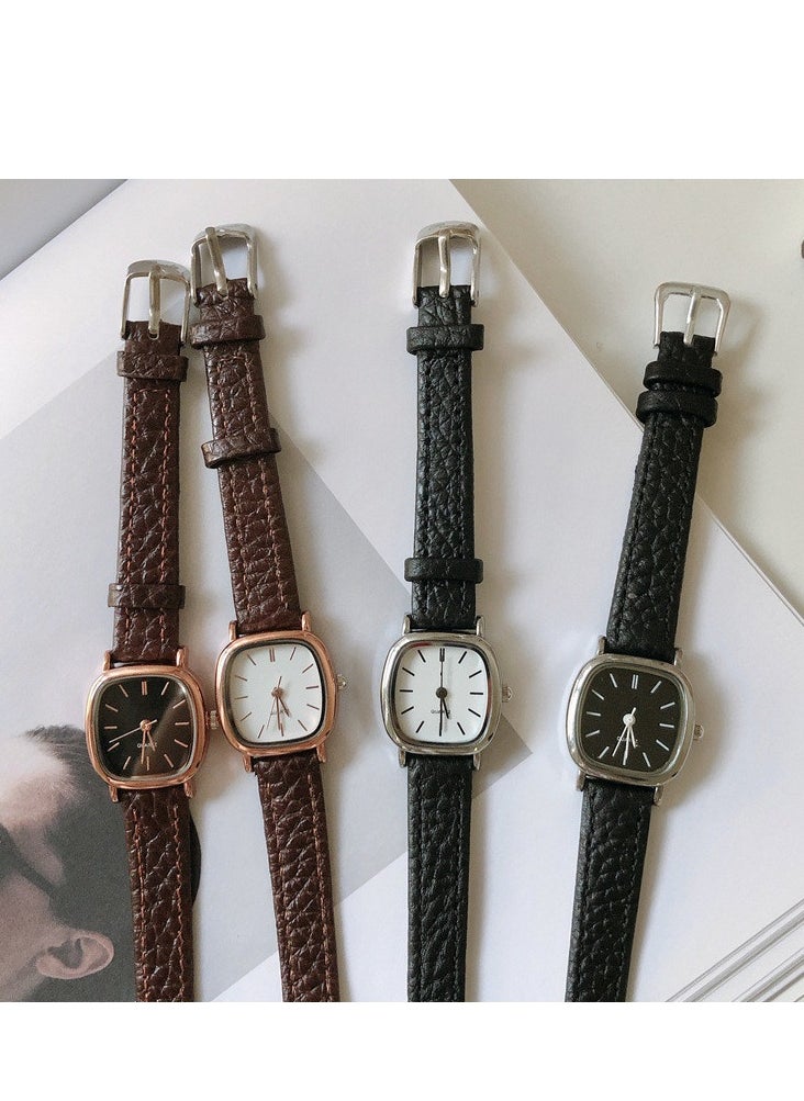 wokai 2025 New Korean Version Quartz Leather Strap Watch, Trendy Minimalist Retro Harajuku Style, Suitable for Students, Men, Women, and Couples  - Image 2
