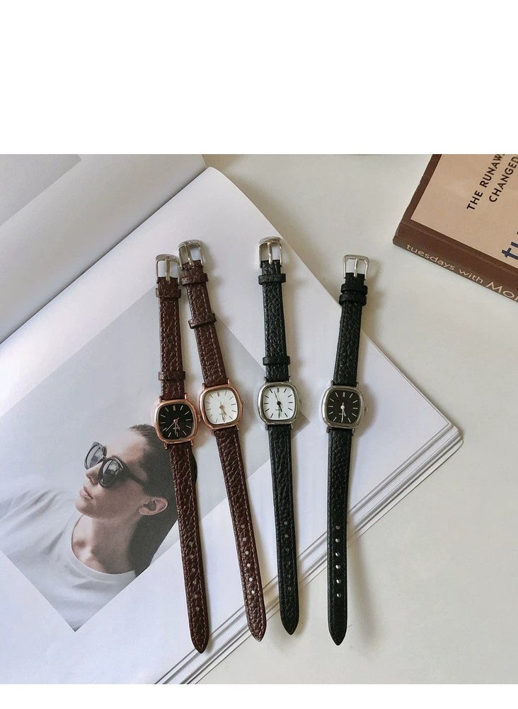 wokai 2025 New Korean Version Quartz Leather Strap Watch, Trendy Minimalist Retro Harajuku Style, Suitable for Students, Men, Women, and Couples  - Image 3