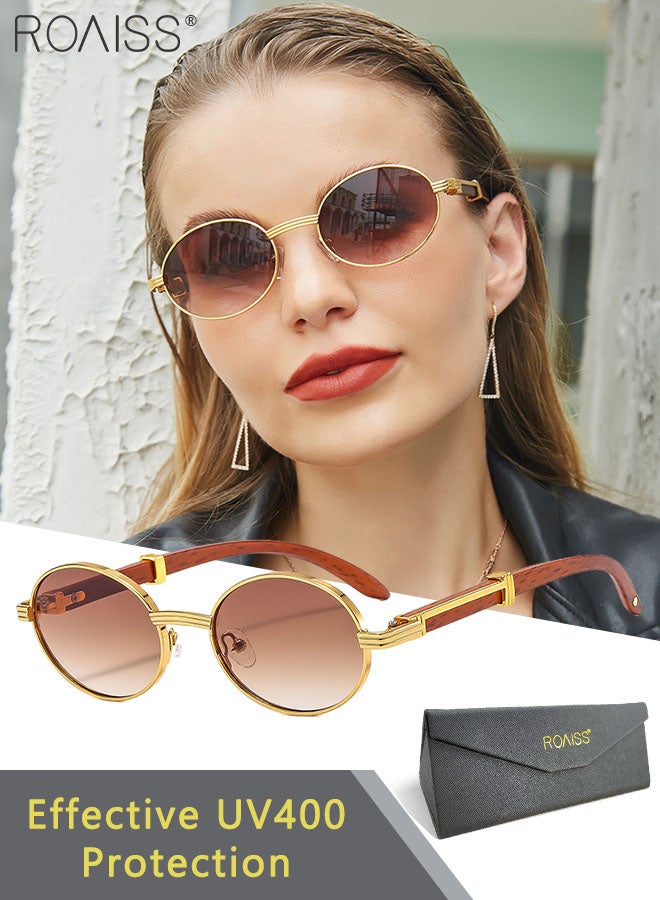 رويس نظارة شمسية بيضاوية للرجال والنساء، نظارات شمسية للحماية من الأشعة فوق البنفسجية 400، ظلال شمسية أنيقة للتسوق، والحفلات، والسفر مع حافظة نظارات، 53 ملم - Image 1