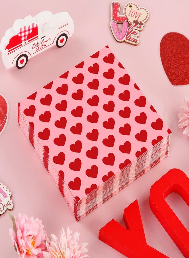 Quera 50 Pack Valentine's Day Paper Napkins Red Pink Heart 6.5 X 6.5 "Disposable Beverage Napkins Cocktail Party Napkins For Valentine's Day Gifts Wedding Party Decoration Favor Supplies - Image 4