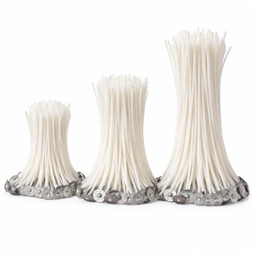Makemore Creations Candle Wicks Set – 150 Pcs 3/5/7 Inch Pre-Waxed Cotton Wicks with Metal Sustainers for DIY Candle Making, Suitable for Christmas & Diwali - Image 1