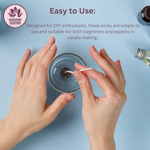 Makemore Creations Candle Wicks Set – 150 Pcs 3/5/7 Inch Pre-Waxed Cotton Wicks with Metal Sustainers for DIY Candle Making, Suitable for Christmas & Diwali - Image 5