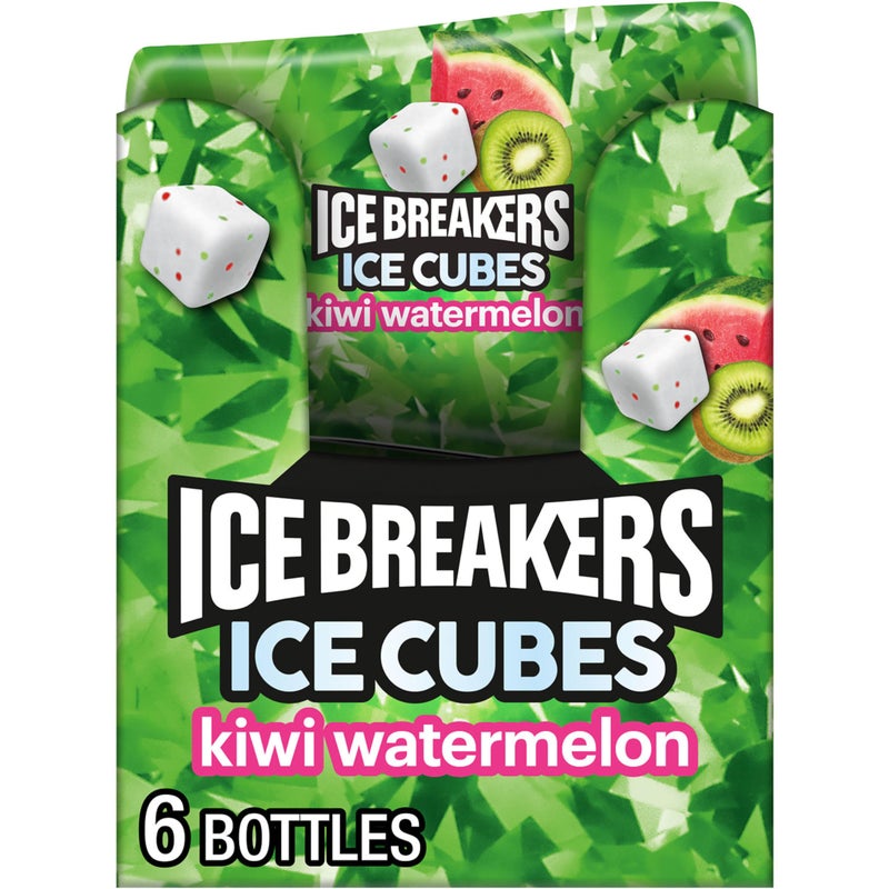 ICE BREAKERS Ice Cubes Kiwi Watermelon Flavored Sugar Free Chewing Gum Bottles 324 oz 6 Count 40 Pieces - Image 2