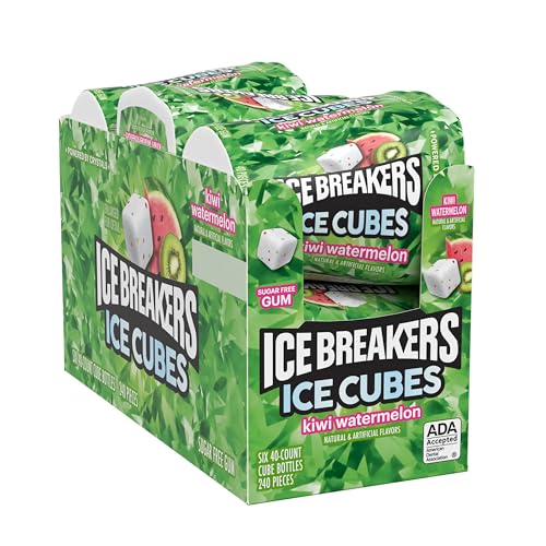 ICE BREAKERS Ice Cubes Kiwi Watermelon Flavored Sugar Free Chewing Gum Bottles 324 oz 6 Count 40 Pieces - Image 3