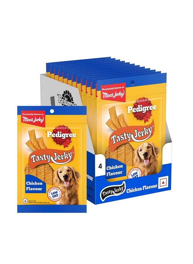 Pedigree Pedigree Tasty Jerky Dog Treat, Chicken Flavour, 70 g x 12, Jerky-style Treats for Bonding, Low-fat and High-protein, Adult, Stick  - Image 1