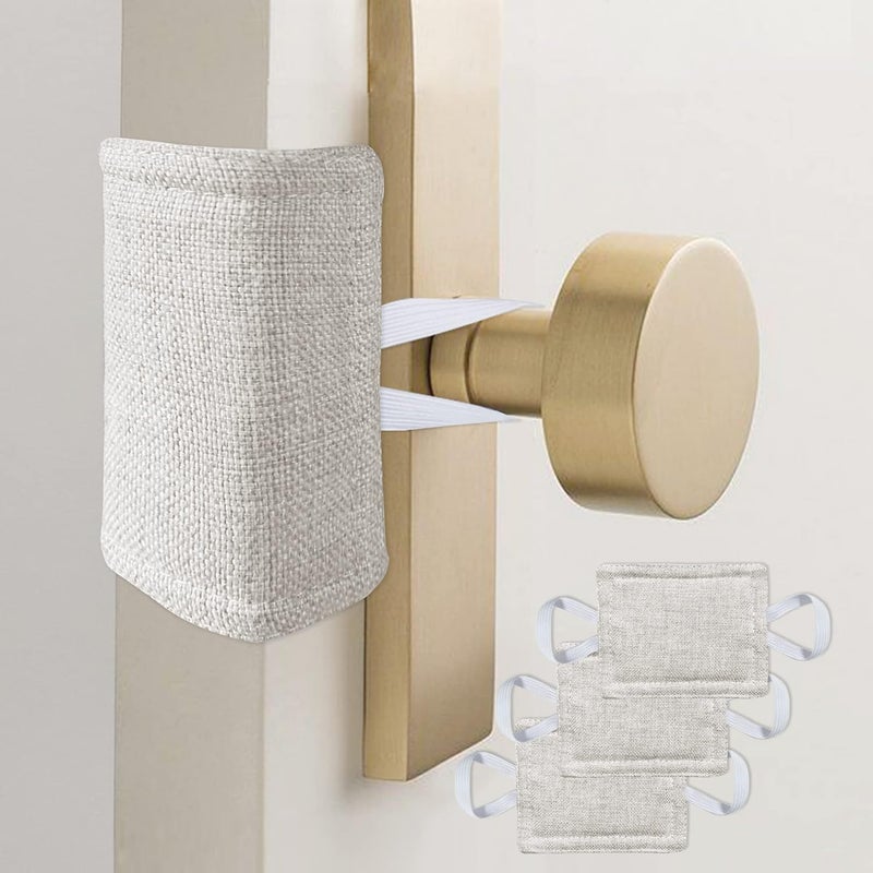 warmtone Door Silencer Quiet Door Closer Cushion, Padded Door Latch Cover for Nursery, Baby, Light Sleepers Noise Reduced Prevent from Locking for Toddler Safety - 4 x 3 inch, Natural Colored, Pack-3 - Image 1
