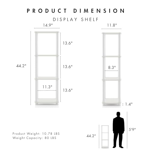 Homes: Inside + Out Apexa Modern 4-Tier Narrow Shelving Units, Collectibles Display Shelves, Easy Assembly Standing Shelf, Home Storage Organizer for Living Room, Bedroom, Office, White - Image 2