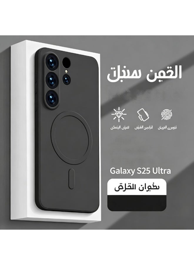 جراب هاتف Samsung Galaxy S25 Ultra متوافق مع MagSafe من الدرجة العسكرية ومضاد للصدمات ومغناطيسي - جراب هاتف رفيع وحريري من السيليكون السائل للحماية الكاملة - Image 1