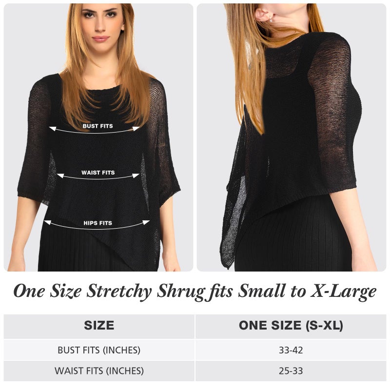 Jamntower Women's Black Sheer Poncho Shrug Summer Blouse Top Lightweight Poncho Sheer Bolero for Formal Evening Dress - Image 2