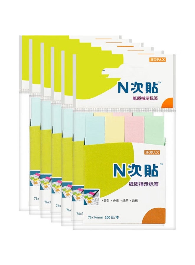 Stickn N Times Stickn 2400 Sheets 4-Color Sticky Notes With Index Dividers, 76*14Mm Label Paper, Memo Pads, Gentle Colors, 6 Packs, 34017-J6 - Image 1