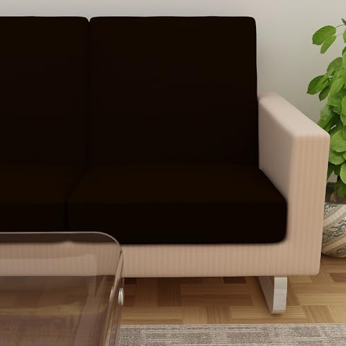DREAM KING Terry Polycotton Sofa Seat Protector | Flexible | Elastic Stretchable | Sofa Cover | Sofa Protector Four Seater | Color- Coffee (Size: 23 inch X 23 inch) Pack of 6 - Image 4