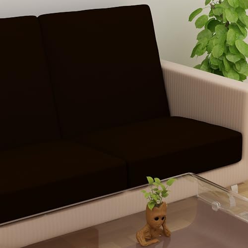 DREAM KING Terry Polycotton Sofa Seat Protector | Flexible | Elastic Stretchable | Sofa Cover | Sofa Protector Four Seater | Color- Coffee (Size: 23 inch X 23 inch) Pack of 6 - Image 3