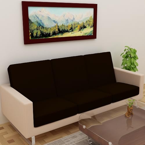 DREAM KING Terry Polycotton Sofa Seat Protector | Flexible | Elastic Stretchable | Sofa Cover | Sofa Protector Four Seater | Color- Coffee (Size: 23 inch X 23 inch) Pack of 6 - Image 2