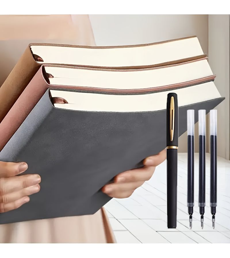 Premium A5 Hardcover Faux Leather Notebook 360 Pages Emerald Green Set With Stylish Black Golden Pen And 3 Refills For Daily Writing Journal School Office Use Professionals And Students - Image 1