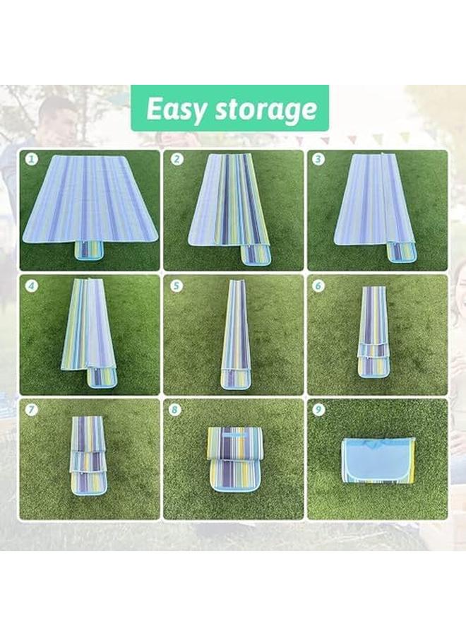 SKY-TOUCH Foldable Picnic Blanket Waterproof Beach Blanket Waterproof Picnic Blanket Portable Picnic Mat Portable Beach Mat For Outdoor Camping Family Outdoor Park Garden 200×150Cm - Image 4