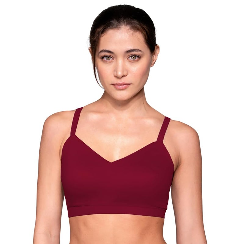 Floatley Cozy Adjustable Bra Comfort Wirefree Seamless Bra with Embedded Pad for Women Size M Wine - Image 1