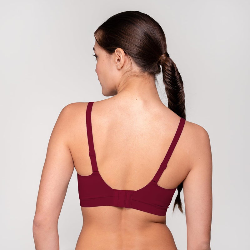 Floatley Cozy Adjustable Bra Comfort Wirefree Seamless Bra with Embedded Pad for Women Size M Wine - Image 3