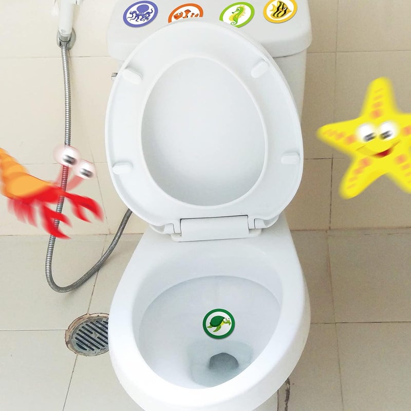 Woanger 240 Pieces Toilet Targets for Boys Ocean Animals Potty Training Flushable Targets Sea Creatures Potty Training Stickers 2 Inch Pee Stickers Color Changing Pee Signs for Toddler Boys Training - Image 2