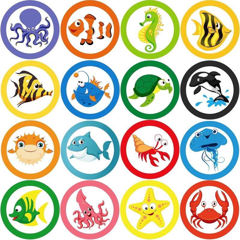 Woanger 240 Pieces Toilet Targets for Boys Ocean Animals Potty Training Flushable Targets Sea Creatures Potty Training Stickers 2 Inch Pee Stickers Color Changing Pee Signs for Toddler Boys Training - Image 1