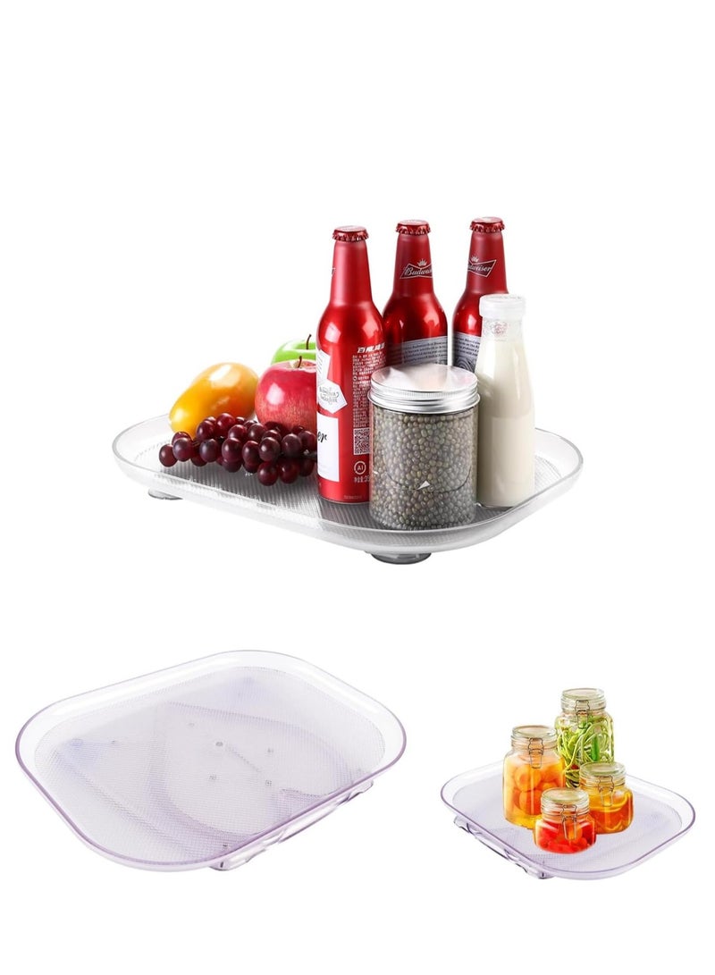 Zikra Square Lazy Susan for Refrigerator, 1Pcs 360 Rotating Lazy Susan Turntable Organizer, Transparent Countertop Condiment Storage Rack, for Kitchen, Cabinet, Bathroom Makeup Vanity - Image 1