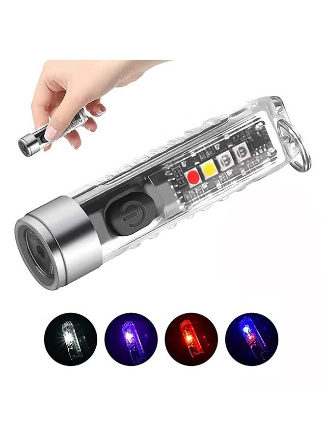 HY Mini LED Flashlights USB Rechargeable Small Keychain Flashlight with 10 Modes of Main & Side Light, Portable Pocket EDC Flash Light for Daily Using, Camping, and Hiking, etc.  - Image 1