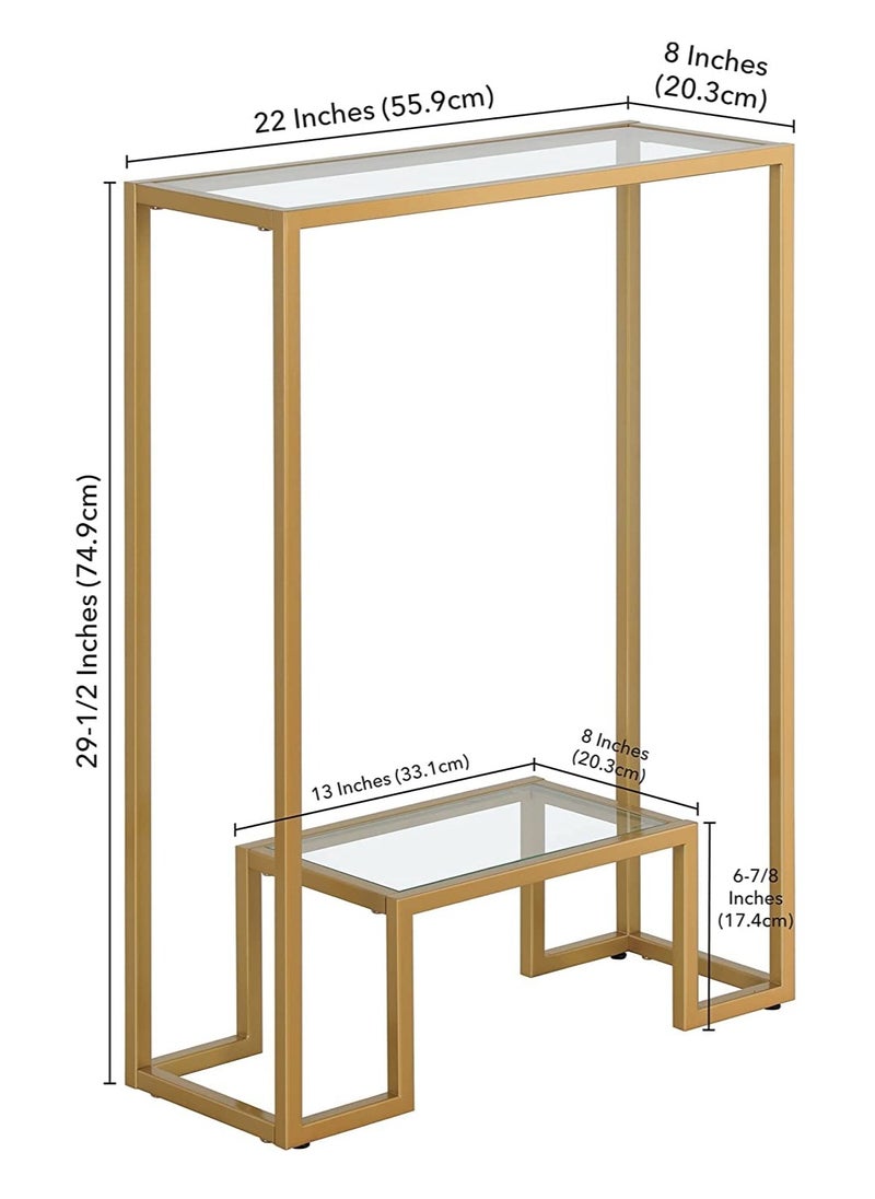 Generic - 𝐅𝐅𝐃 Modern Console Table Pre-Assembled – Black Metal Frame & Tempered Glass Shelves, Entryway Sofa Side Table, Hallway Accent Furniture" - Image 1