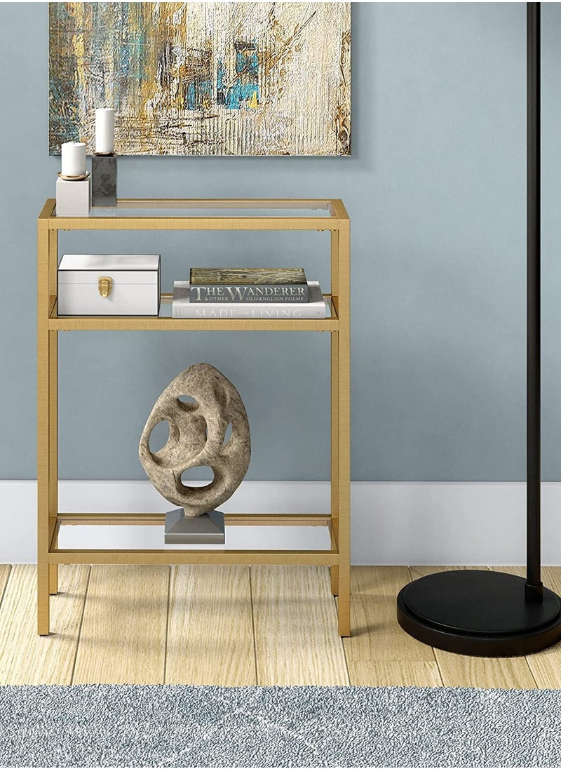 Generic - 𝐅𝐅𝐃 Modern Console Table Pre-Assembled – Black Metal Frame & Tempered Glass Shelves, Entryway Sofa Side Table, Hallway Accent Furniture" - Image 1