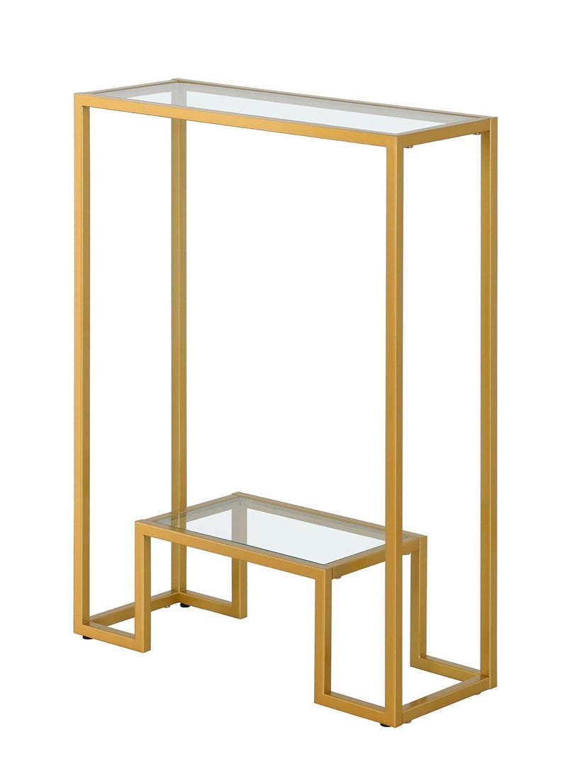 Generic - 𝐅𝐅𝐃 Modern Console Table Pre-Assembled – Black Metal Frame & Tempered Glass Shelves, Entryway Sofa Side Table, Hallway Accent Furniture" - Image 1