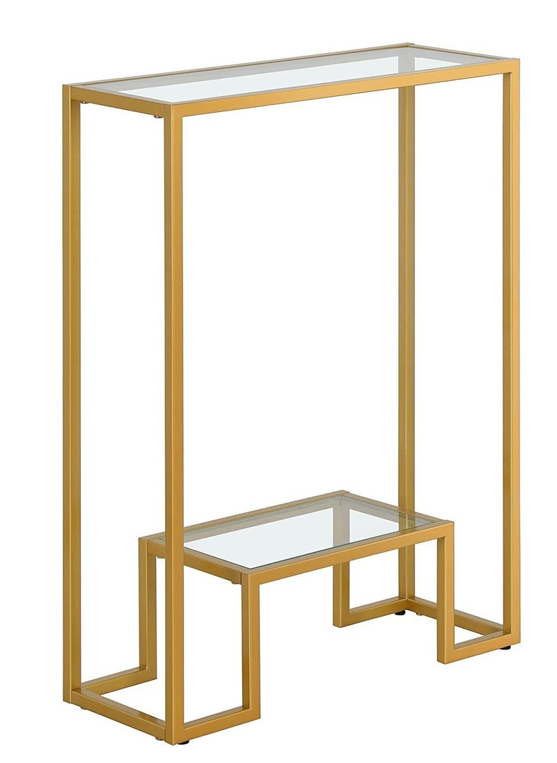 Generic - 𝐅𝐅𝐃 Modern Console Table Pre-Assembled – Black Metal Frame & Tempered Glass Shelves, Entryway Sofa Side Table, Hallway Accent Furniture" - Image 1
